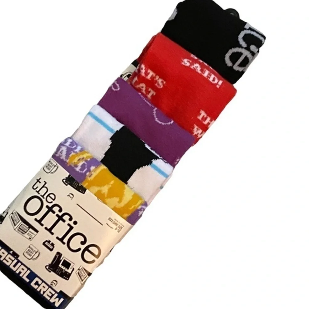 THE OFFICE MENS GRAPHIC CREW SOCKS NEW SIX PAIR